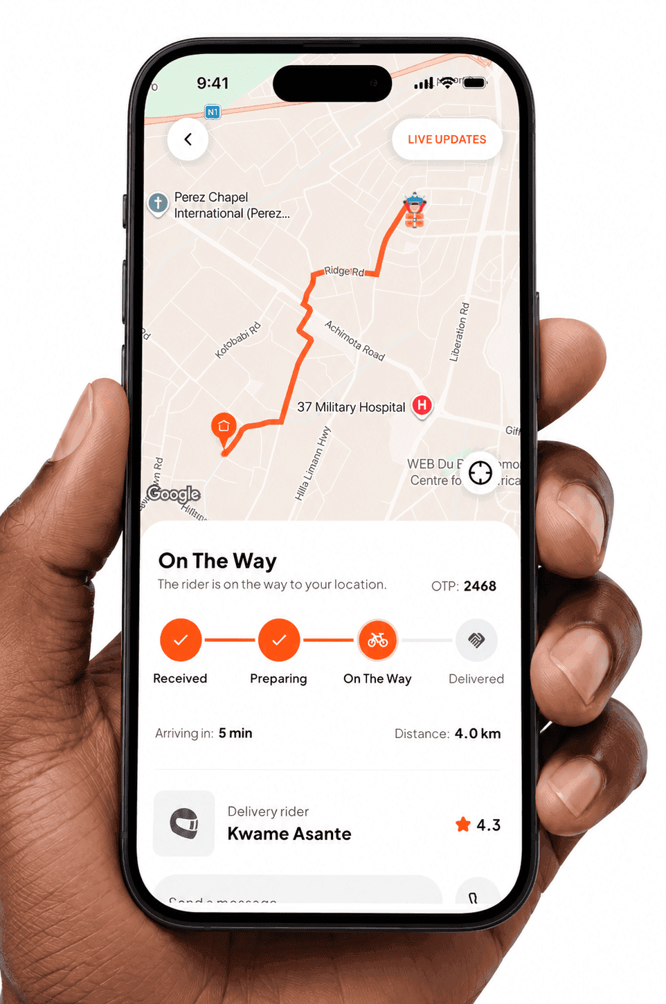 GrabGo real-time order tracking on phone